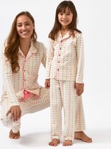 Little Label - pyjama fille - fleurs blanches verticales - 16Y/170-176 - taille: 170/176 - coton biologique