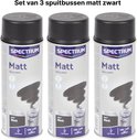 Spectrum spuitbus verf | Set van 3 Spuitbussen | Matt Zwart | 400 ML | Spuitverf mat zwart | spuitbusverf mat zwart | Spuitbus voor Hout, Metaal, Glas, Steen | Bestemd voor binnen en buiten |