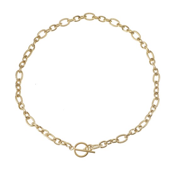 The Jewellery Club - Yoni necklace gold - Collier - Vrouwen ketting - Goud - Stainless steel - Schakel - Statement ketting - 46 cm