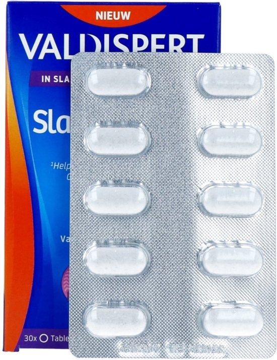 Verpakking met 8 witte pillen in zilverkleurige blisterverpakking, naast een blauwe doos met oranje accenten.