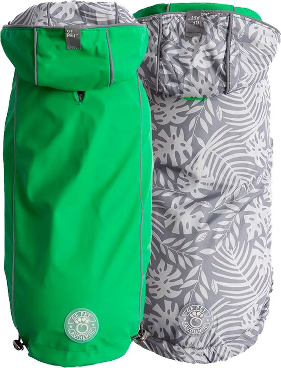 GF Pet Reversible ElastoFit Raincoat - Regenjas Hond - Waterdichte Hondenkleding - Maat XL Hondenjas Ruglengte 53cm - Groen