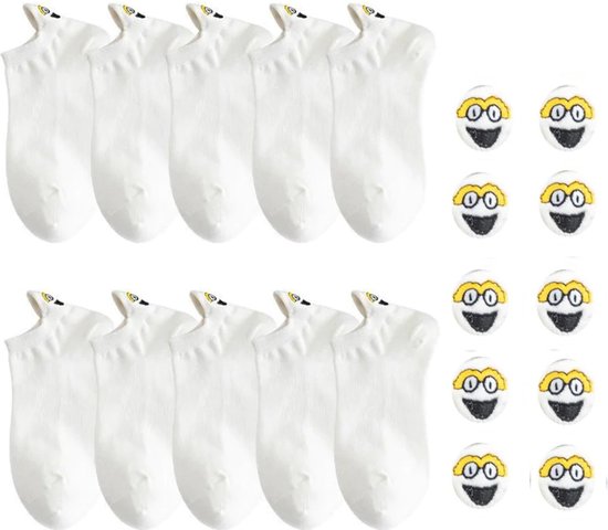 Paquet de 10 paires de chaussettes souriantes White Classic