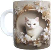 Beker koffie - mok thee - 3 d kat - cat -