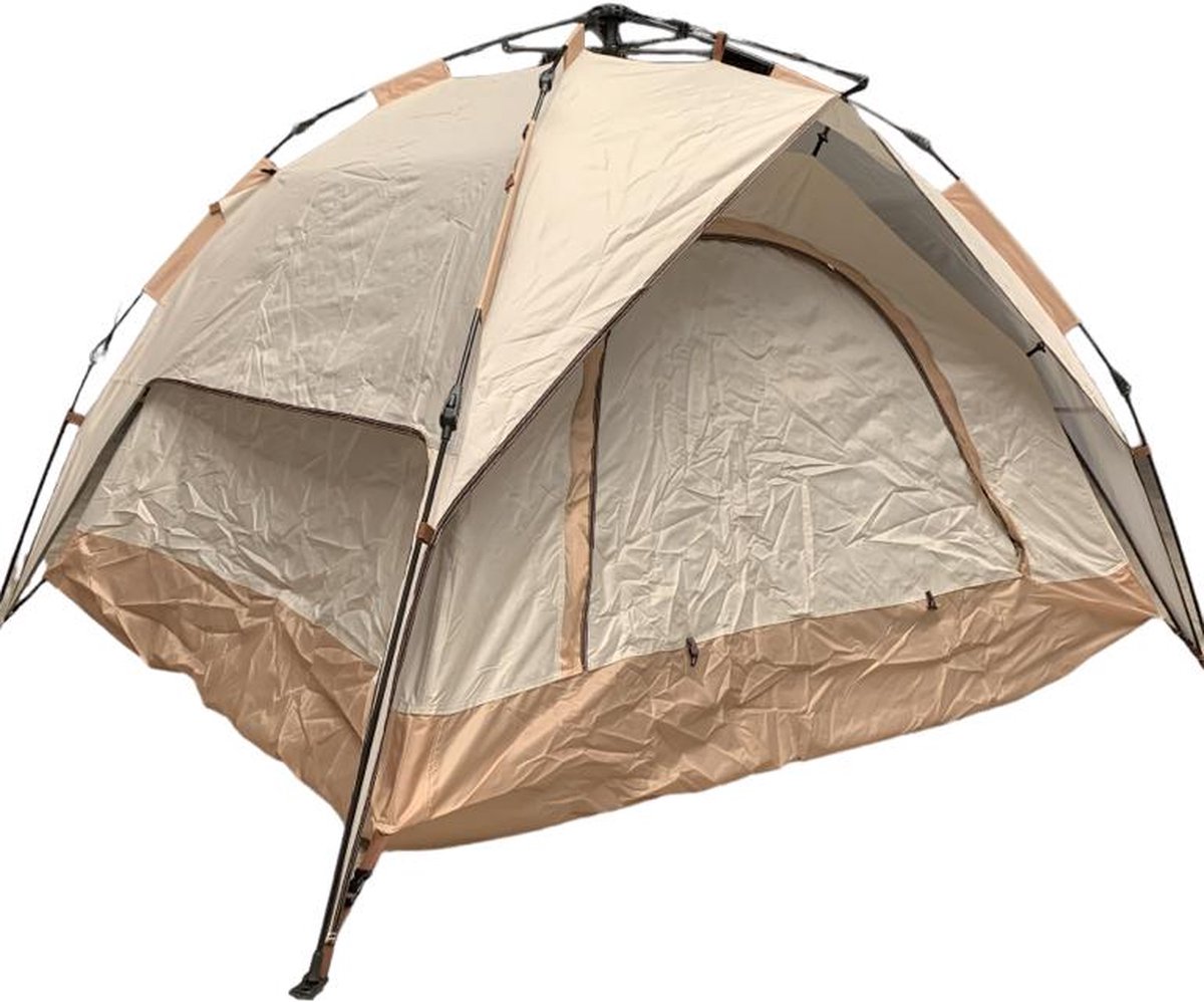 Orion Store - Tent –Familietent - 4 Persoons - Hoogwaardige Tent - Dubbele Deur Tent - Enkele Laag Volautomatische Outdoor Glamping Tent - Camping Tent – 3-4 Person Tent - Beige