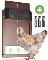 FAVE® kippenluik automatisch – Automatische kippendeur – Hokopener voor kippen – Chickenguard – Kippenhok deur – Kippenluikje op batterijen - Inclusief batterijen