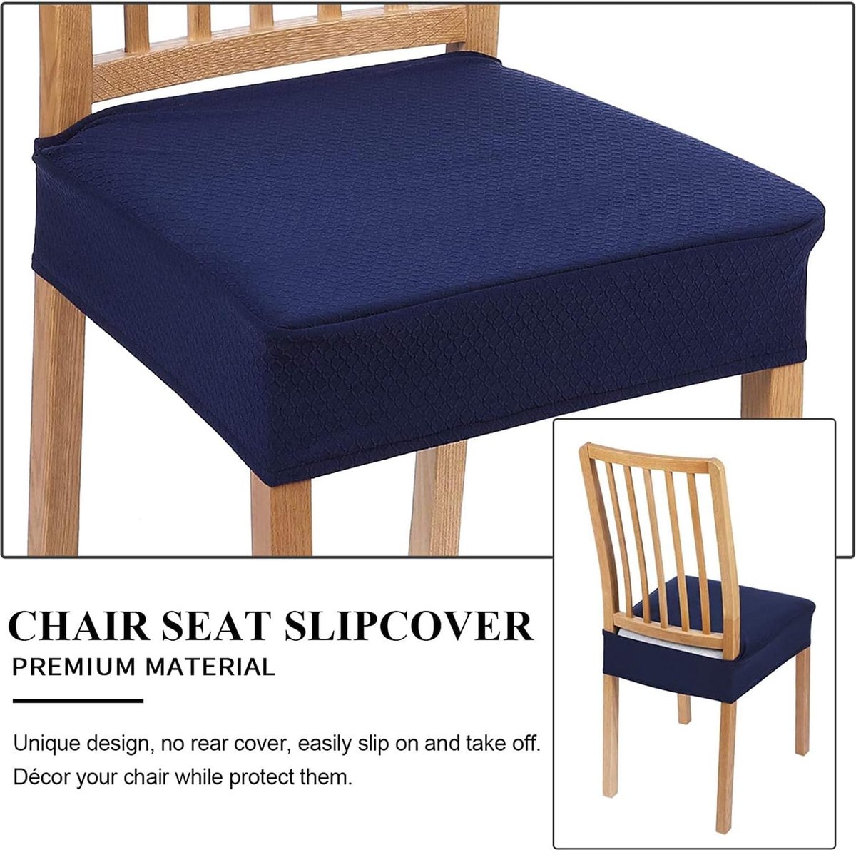 CHNSHOME Stoelhoezen zonder armleuningen, rekbaar, fauteuilhoezen zonder armleuning, elastisch, stoelbescherming, fauteuilhoes, 1-zits, marineblauw