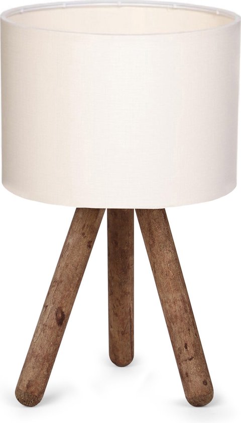 Verlichting - Tafellamp Lucien in Crème Hout - Afmetingen 19x15x32cm - Sfeervolle Huisverlichting