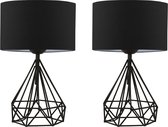Verlichting - Tafellamp Lucinda (Set van 2) - Zwart Metaal - Afmetingen 24x15x41cm