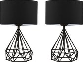 Bol.com Verlichting - Tafellamp Lucinda (Set van 2) - Zwart Metaal - Afmetingen 24x15x41cm aanbieding