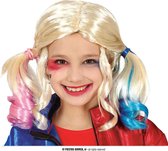 Fiestas Guirca - Pruik Blond met gekleurde krullen (kindermaat) - Carnaval - Carnaval pruik - Carnaval accessoires - Pruiken