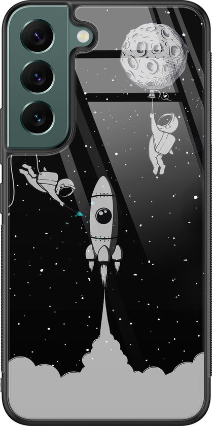 Leuke Telefoonhoesjes - Hoesje geschikt voor Samsung Galaxy S22 - Space shuttle - Hard case - Marmer - Zwart