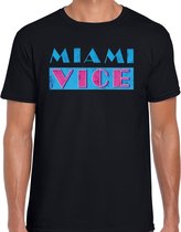 Bellatio Decorations disco verkleed t-shirt heren - jaren 80 feest outfit - Miami Vice - zwart XL
