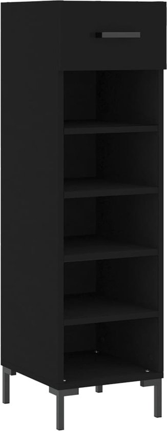 vidaXL - Schoenenkast - 30x35x105 - cm - bewerkt - hout - zwart
