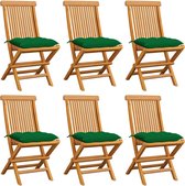 vidaXL Chaises de jardin de vidaXL 6 pièces avec coussins verts Teck massif