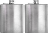 HIXA Hip Flask - Acier Inoxydable - 200 ml - 2 Pièces - Flatvink - Pocket Flask - Flacon à Boisson - Argent