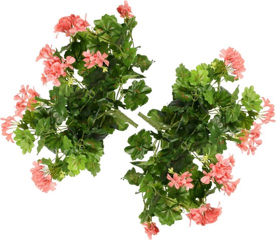 Topart Kunstbloemen boeket Oostenrijkse Geranium lichtroze 40 cm - 2x - Kunstplanten met bloemen