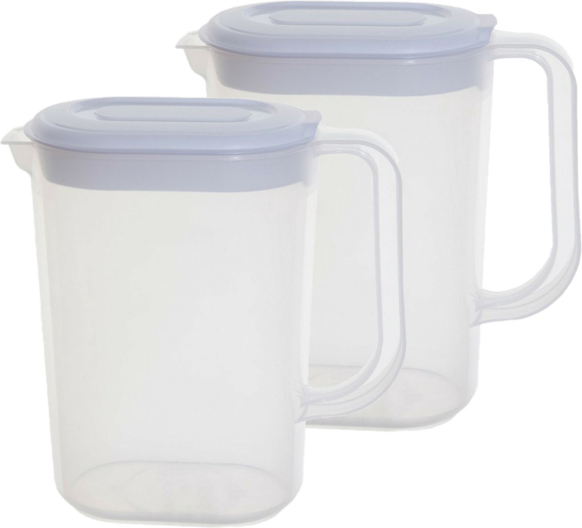 Whitefurze Schenkkan/waterkan - 2x - transparant - 1500 ML - kunststof - 19 x 9 x 20 cm