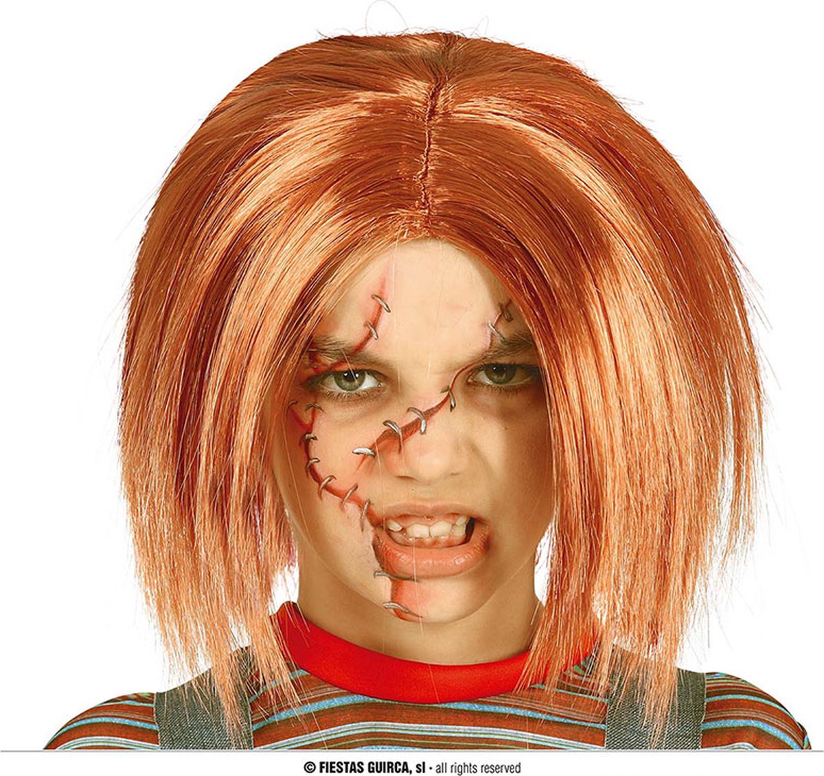 Fiestas Guirca - Pruik Rag Doll kind - Halloween Pruik - Halloween accessoires - Halloween outfit - Pruiken - enge pruiken