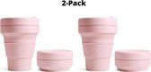 STOJO - Opvouwbare Beker - To Go - 355ml - Herbruikbaar - Reusable Cup - Set van 2 Stuks - Roze "Carnation" - 2-Pack