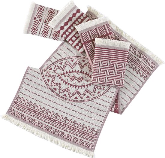 NOUS Living thee/keukendoek donkerrood (2-in-1) (set van 2