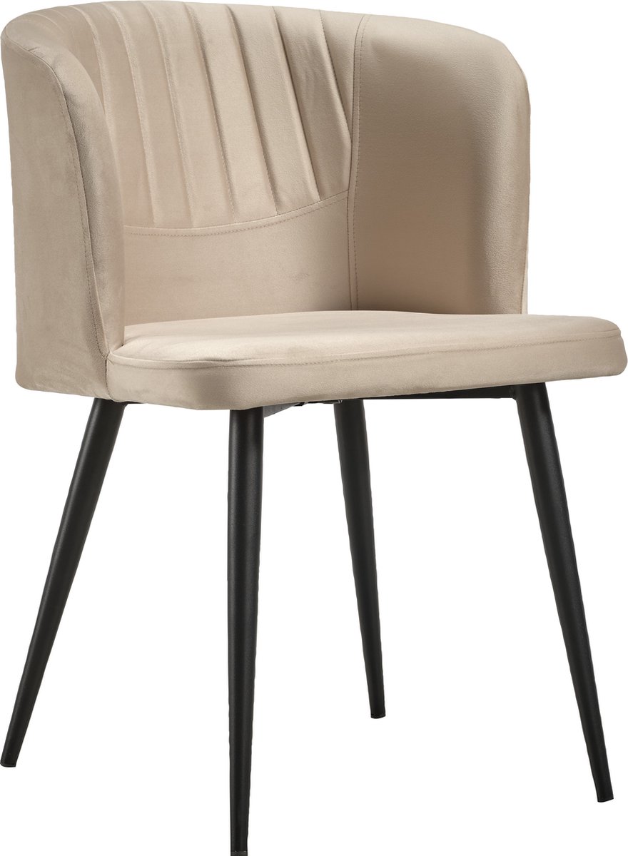 Soof & Tess Soof&Tess - Set van 2 - Siena Eetkamerstoel - Beige - Fluweel - Velvet - Industrieel - Met armleuning - Easy Clean Stoffen - Hoge Kwaliteit