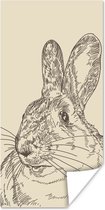 Affiche Dessin Vintage d'un lapin - 20x40 cm