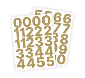 Cijfer stickers / Plaknummers - Stickervellen Set - Metallic Goud - 5cm hoog - Geschikt voor binnen en buiten - Standaard lettertype - Glans