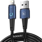 Toocki Oplaadkabel 'Fast Charging' - USB-A naar Lightning - 12Watt 2.4A Snellader - 1 Meter - voor Apple iPhone 8/X/XS/XR/11/12/13/14/SE, iPad, AirPods, Watch - Tot 2 Keer Sneller - gevlochten Nylon - LED Indicator - voor Apple Carplay - BLAUW
