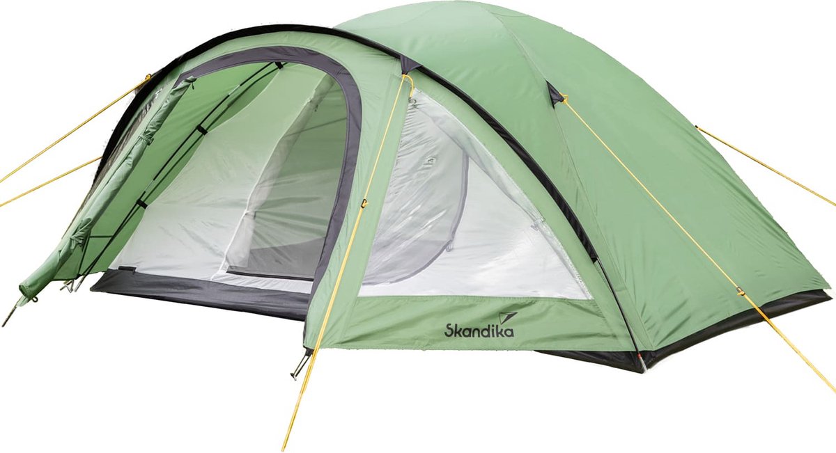 Skandika Larvik 4 koepeltent – Koepeltent voor 4 personen - Camping tent met veranda, waterdicht 3000 mm, driehoekig raam, muggennet, lichtgewicht trekking tent – 295 x 270 x 135 cm (LxBxH) - Outdoor Iglo Tent, Feesttent - groen