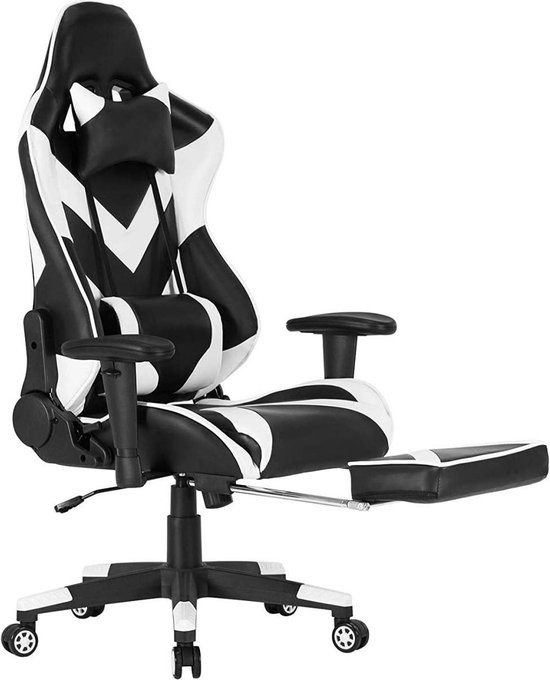 Luxe Gaming stoel - Met voetsteun - Wit - Gamestoel - Chair - Ergonomische  bureaustoel... | bol