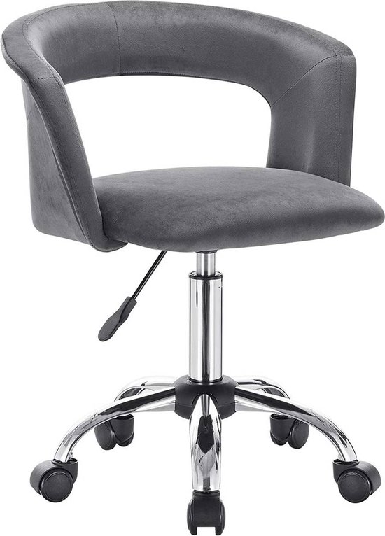 Bureaustoel op wielen Arian - Velvet - Voor volwassenen - Donkergrijs - Ergonomische bureaustoel - In hoogte verstelbaar