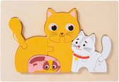 Puzzle animaux en bois - Chats - 8 pièces - Dès 2 ans - Puzzle enfant - speelgoed Éducatif Montessori - Style Grapat et Grimms