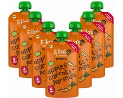 7x Ella's Kitchen Knijpzakje 4+ m Wortels Appels Pastinaak 120 gr