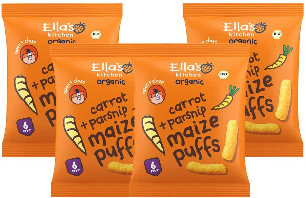 Goedkoopste Ella's kitchen Gepoft Smikkelstengels 6 m Wortel Pastinaak 20 gr - 4x 20 gr - Voordeelverpakking