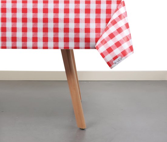 Nappe/ Boerenbont Raved Carreau de Ferme/Rouge Bordeaux/ Wit ↔ 140 cm x ↕ 290 cm - PVC - Lavable