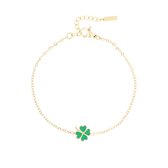 OOZOO Jewellery - Goudkleurig/groene armband met een klaver - SB-1037