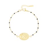 OOZOO Jewellery - Goudkleurig/zwarte armband met een haas - SB-1034