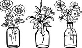 3 stuks metalen bloemen wanddecoratie minimalistische vaas muurkunst tulp draad ijzer decor bloemen wandsculptuur voor keuken badkamer woonkamer (levendige stijl, 4,2 / 4,5 / 5,5 inch)