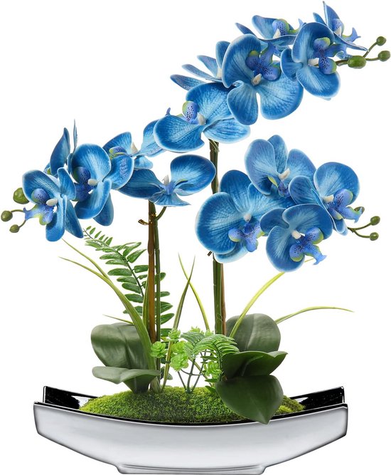 Kunstbloemen, orchideeën, kunstphalaenopsis, bonsai, kunstbloemen als echt in pot, kunstbloemen, decoratie voor woonkamer, badkamer, tafeldecoratie, hoogte 38 cm