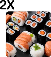 BWK Luxe Placemat - Sushi met Zalm - Set van 2 Placemats - 40x40 cm - 2 mm dik Vinyl - Anti Slip - Afneembaar