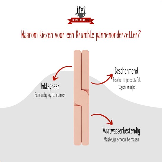 Roze, inklapbare en beschermende siliconen pannenonderzetter, vaatwasbestendig. Eenvoudig op te ruimen.