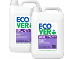 Ecover - Vloeibaar Wasmiddel Kleur - Voordeelverpakking 2 x 5 L - 200 wasbeurten - Kleurbescherming & Pluisverwijdering - Plantaardig & Biologisch afbreekbaar