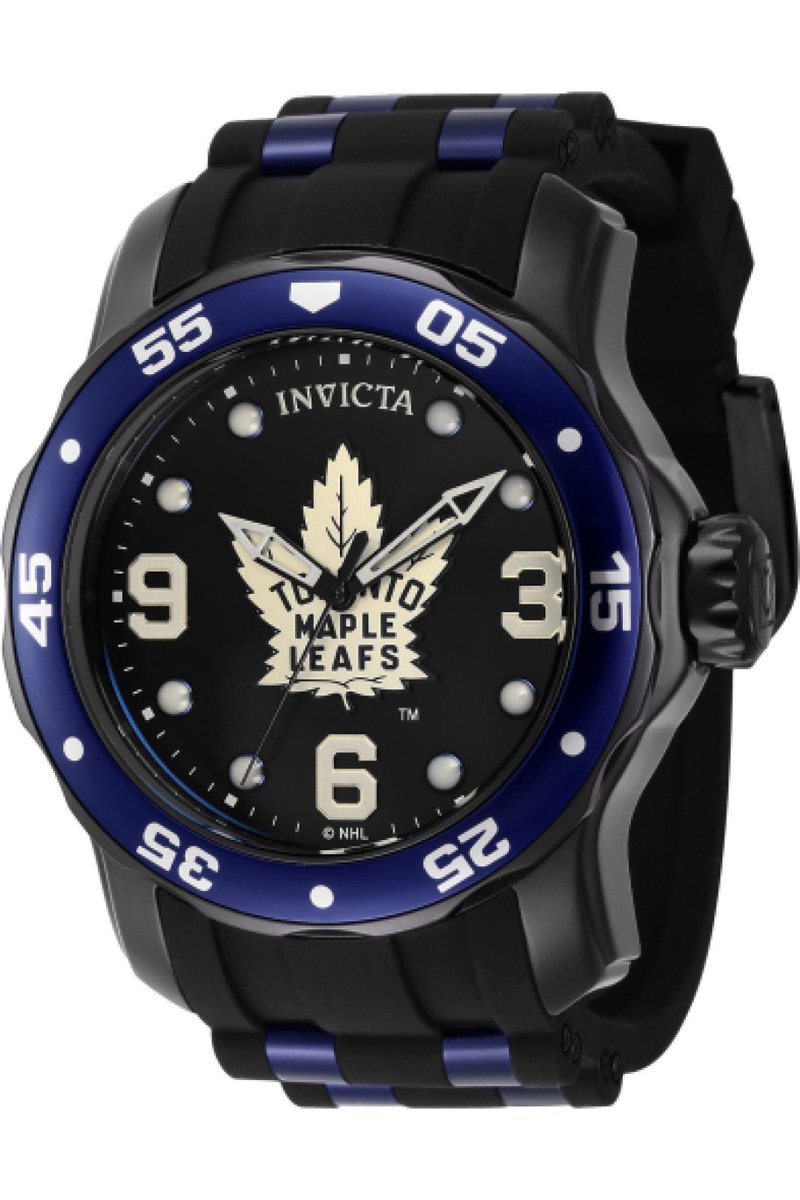 Invicta NHL - Toronto Maple Leafs 42648 Heren Horloge - Waterdicht - Analoog - Quartz Uurwerk - Roestvrij Staal met zwarte Wi