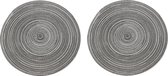 Krumble Placemat rond - Placemats - Onderleggers - Onderzetters - Tafelaccessoires - Set van 2 - Diameter 36 cm - Zilver/grijs