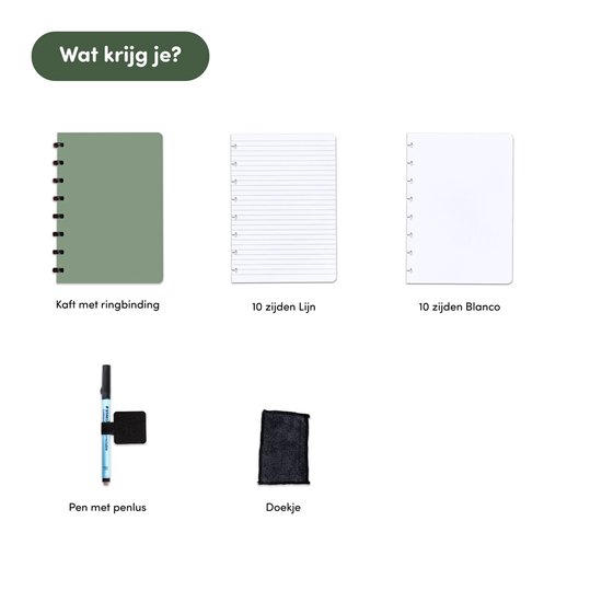 Greenstory GreenBook - Cahier Effaçable - A5 - Ligne & Blanco - Blue Blooming