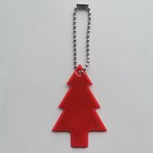 Reflecterende sleutelhanger - 1 stuks - Kerstboom - Donker Rood