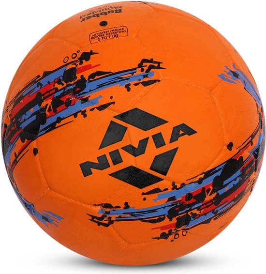 Voetbal Nivia Storm | Moulé caoutchouté | Convient aux sols durs sans herbe | Ballon d'entraînement | Football | pour hommes/femmes | Taille du ballon de football - 5 (orange)