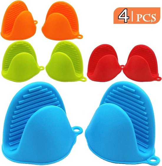 Support Gants de four - Gants de cuisine en Siliconen résistant à la chaleur - Antidérapants - Gants de cuisine - Set de 4