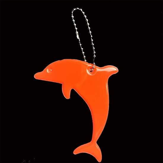 Reflecterende sleutelhanger - 1 stuks - Dolfijn - Oranje
