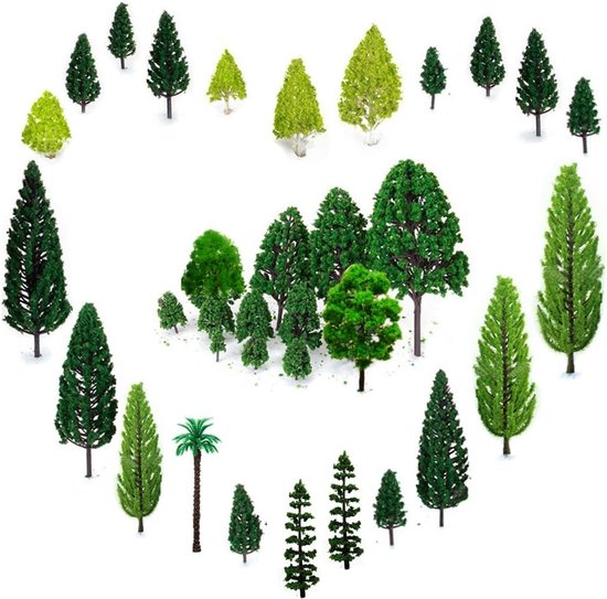 Lot de 10 arbres miniatures de 9 cm HO OO - Modèle d'arbres à l'échelle du train - Diorama - Paysage miniature - Paysage d'arbres